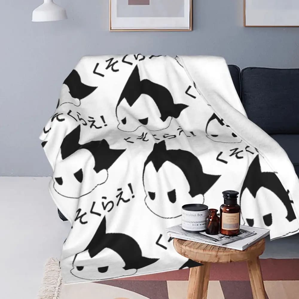 Anime Astro Boy Printed White Warm Blanket — detail 2