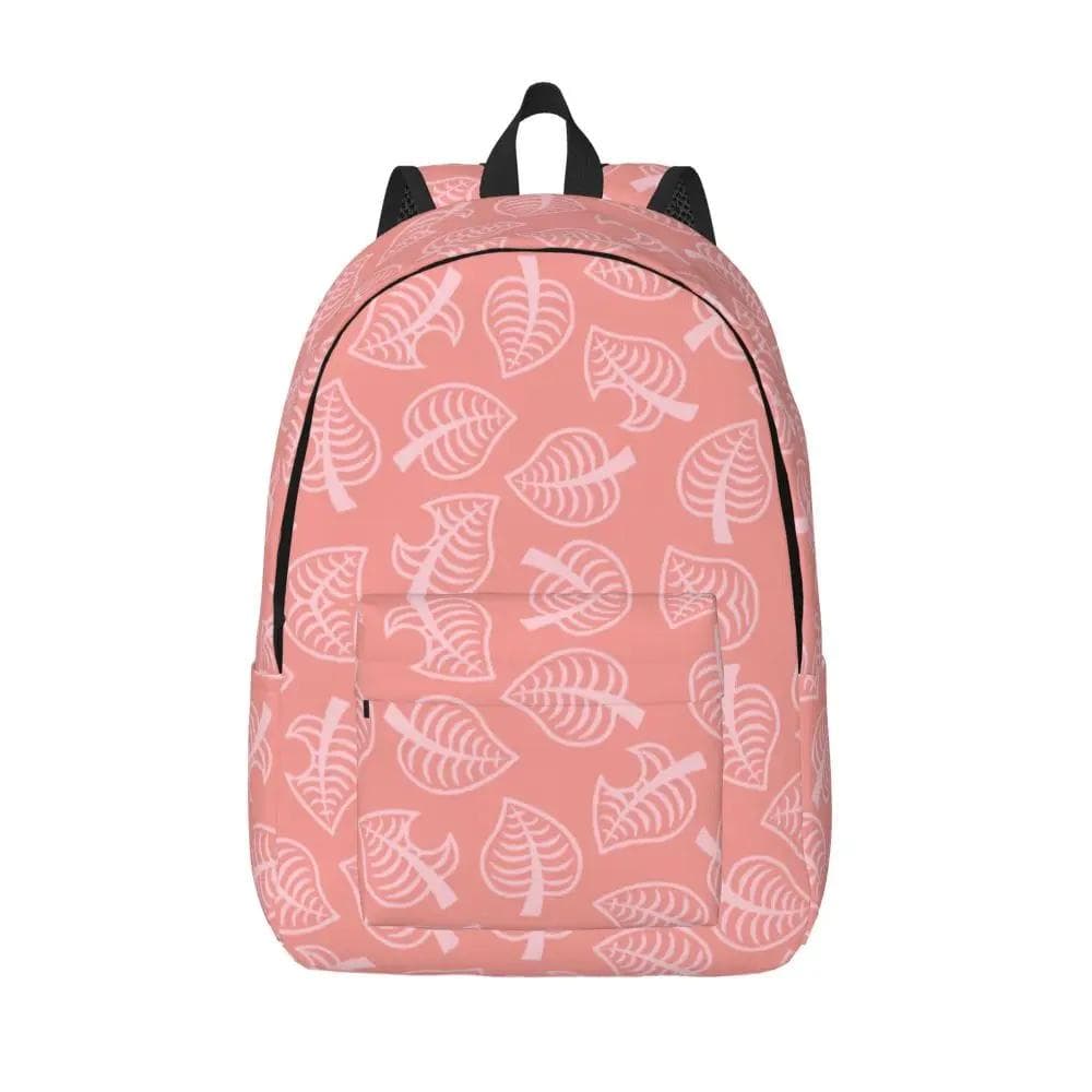 Anime Animal Crossing Pink Leaf Pattern Backpack