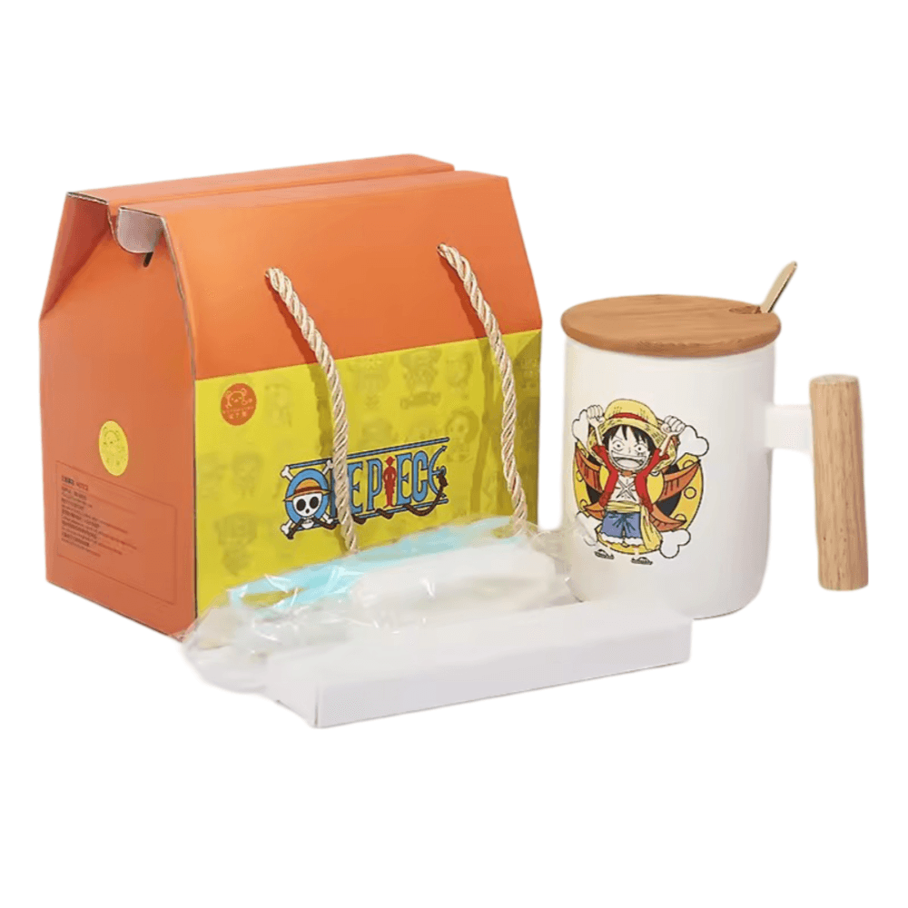 Anime One Piece Monkey D. Luffy Ceramic Mug With Lid Spoon