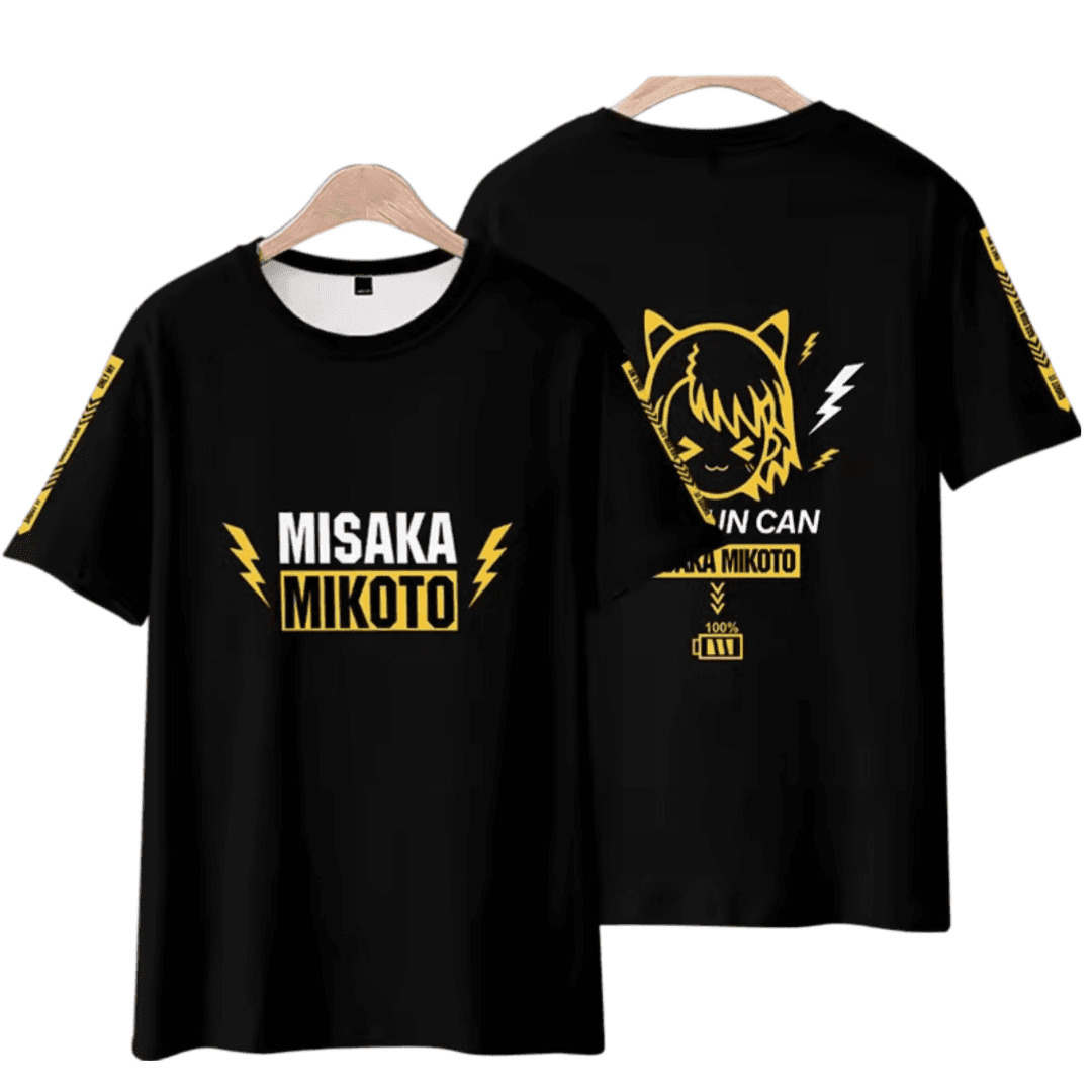 A Certain Magical Index Anime Mikoto Misaka Black T-Shirt