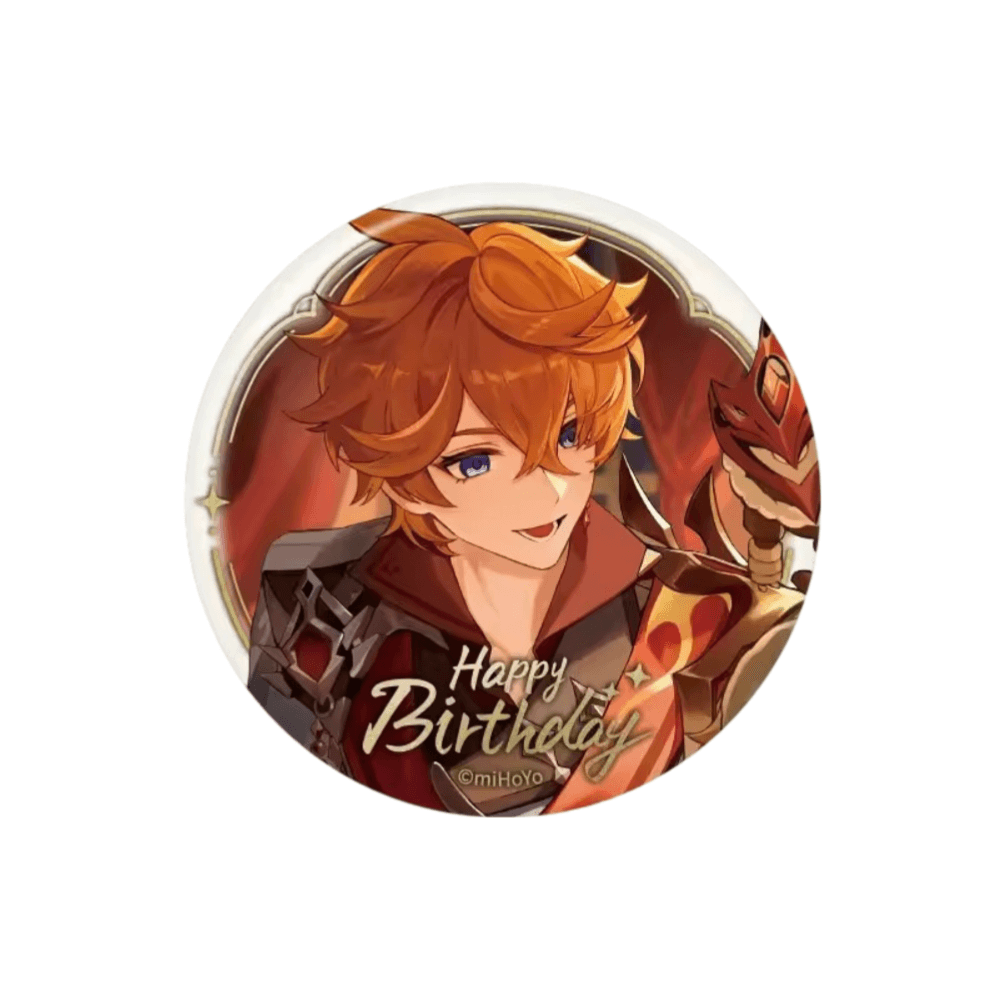 Anime Genshin Impact Tartaglia Happy Birthday Badge