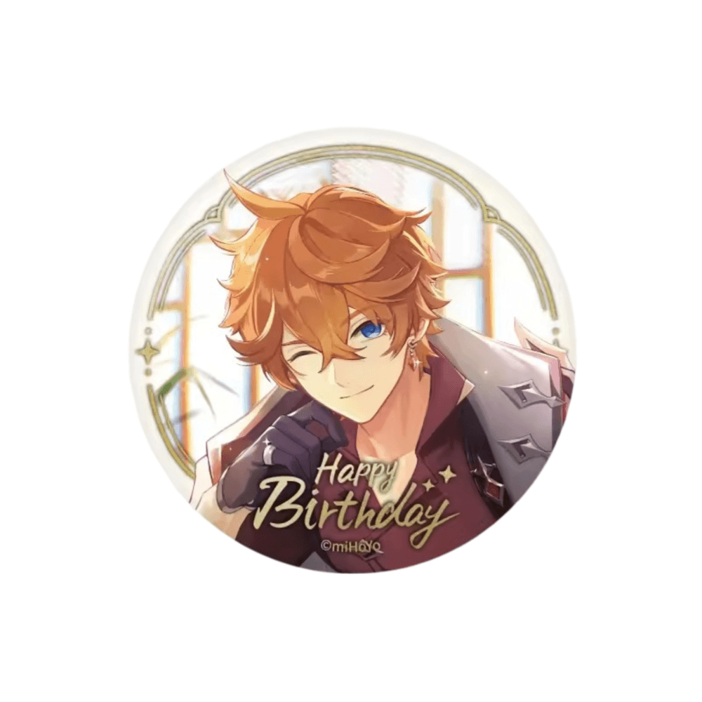 Anime Genshin Impact Tartaglia Happy Birthday Print Badge