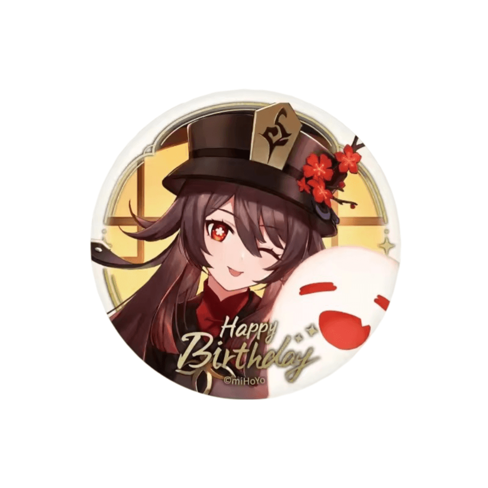 Anime Genshin Impact Hu Tao Happy Birthday Print Badge