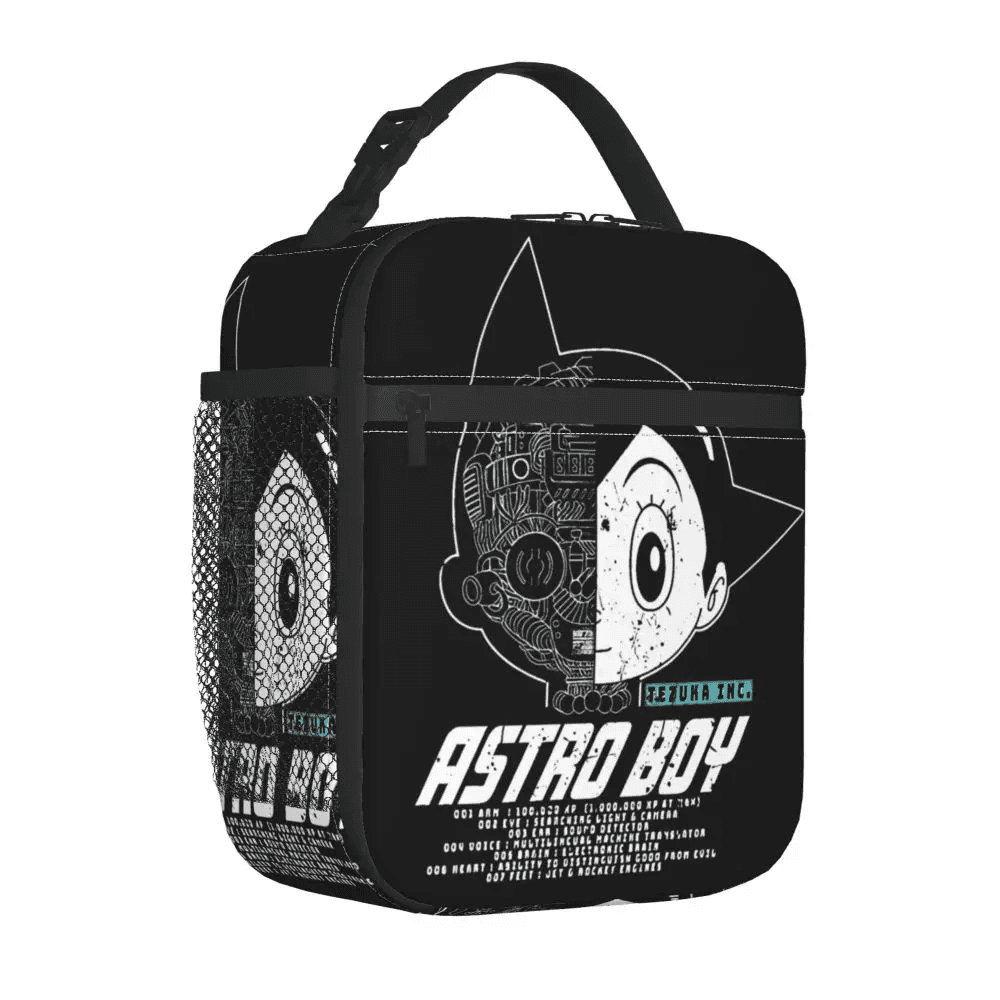 Anime Astro Boy Black And White Insulated Lunch Bag