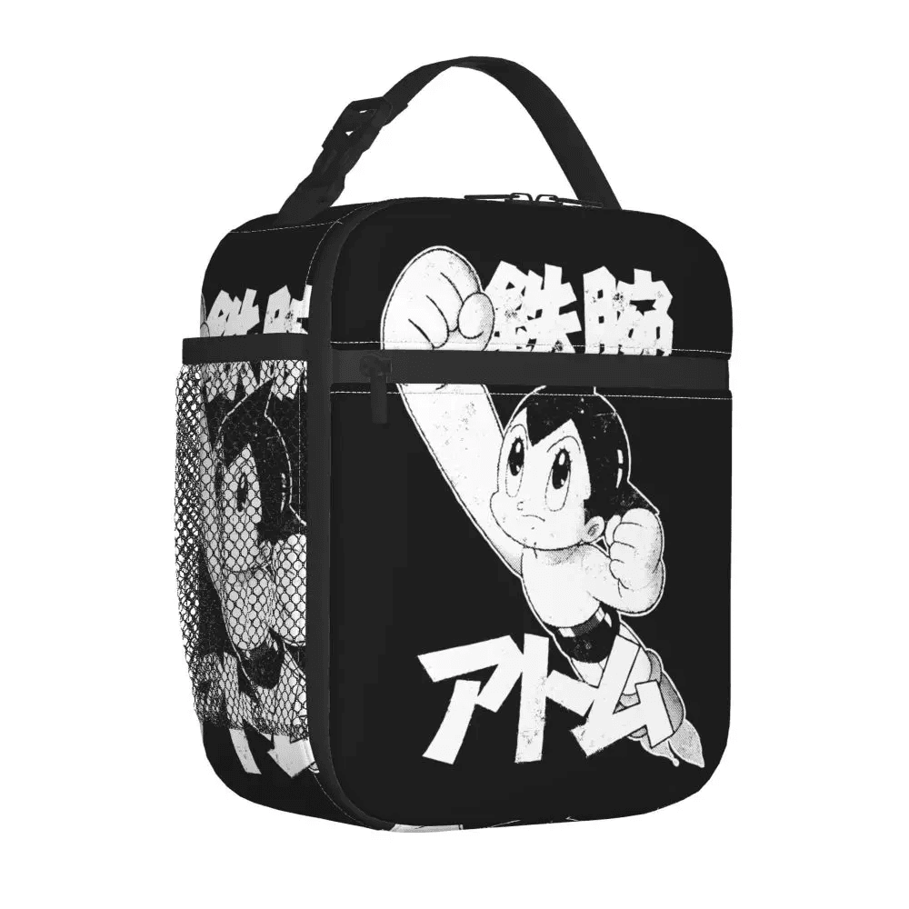 Anime Astro Boy Insulated Black Lunch Bag