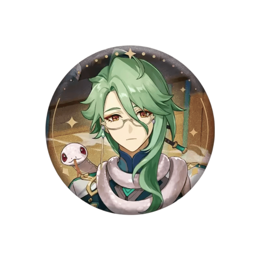 Anime Genshin Impact Baizhu Tinplate Badge
