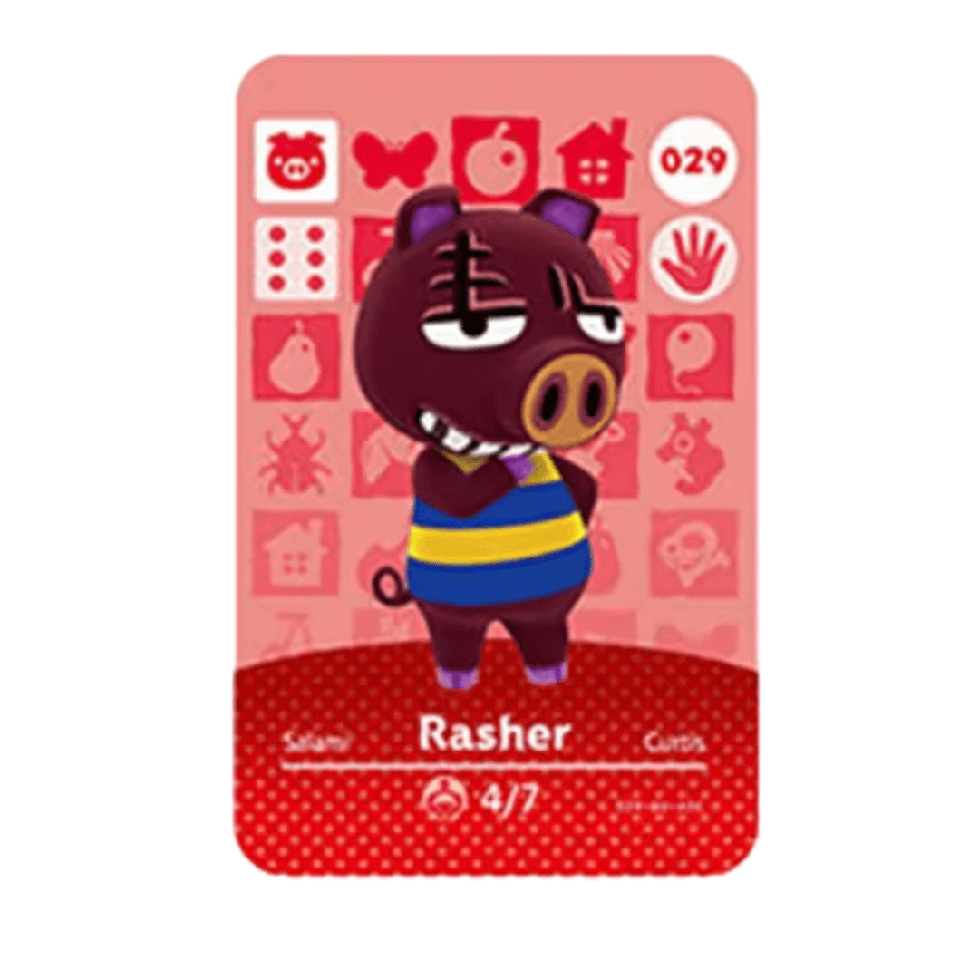 Anime Animal Crossing Rasher Amiibo Card