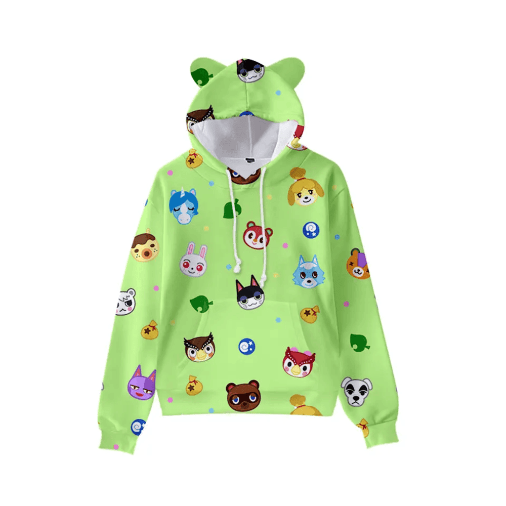 Anime Animal Crossing Characters 3D Printed Cat Ears Hoodie