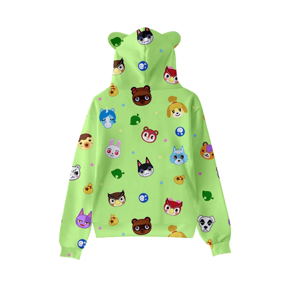 Anime Animal Crossing Characters 3D Printed Cat Ears Hoodie — detail 1