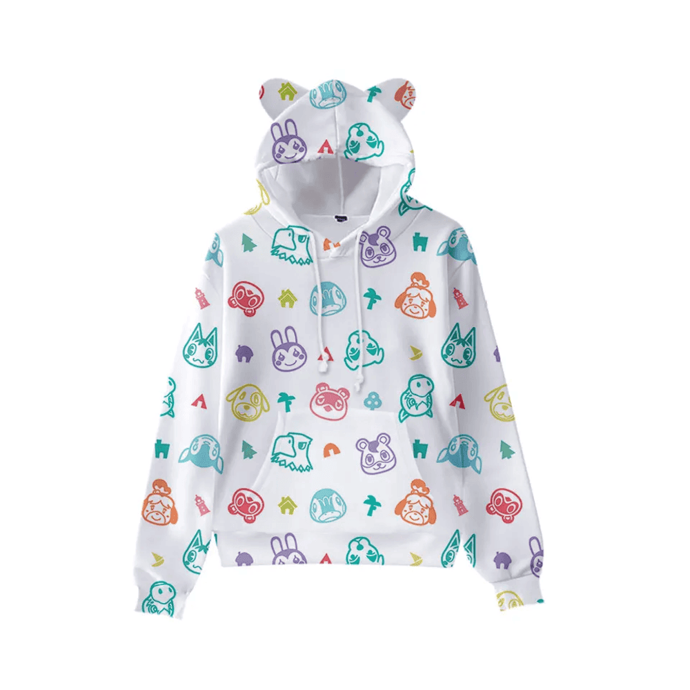 Animal Crossing Anime Characters 3D Printed Cat Ears Hoodie