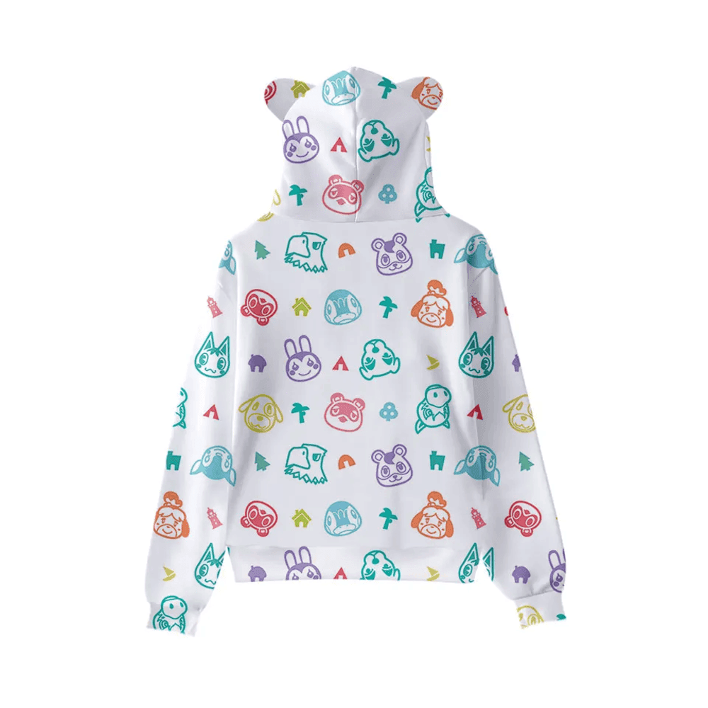Animal Crossing Anime Characters 3D Printed Cat Ears Hoodie — detail 1