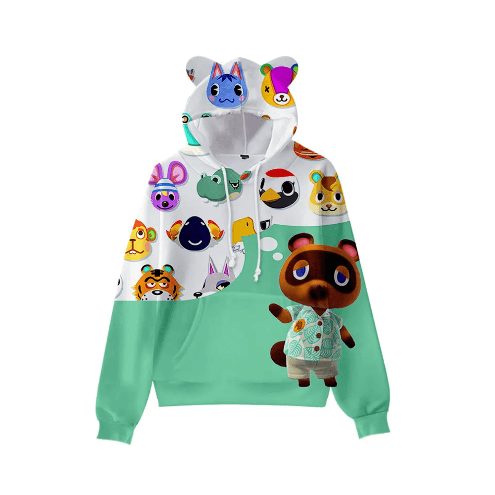Animal Crossing Anime Characters 3D Printed Cat Ears Casual Hoodie