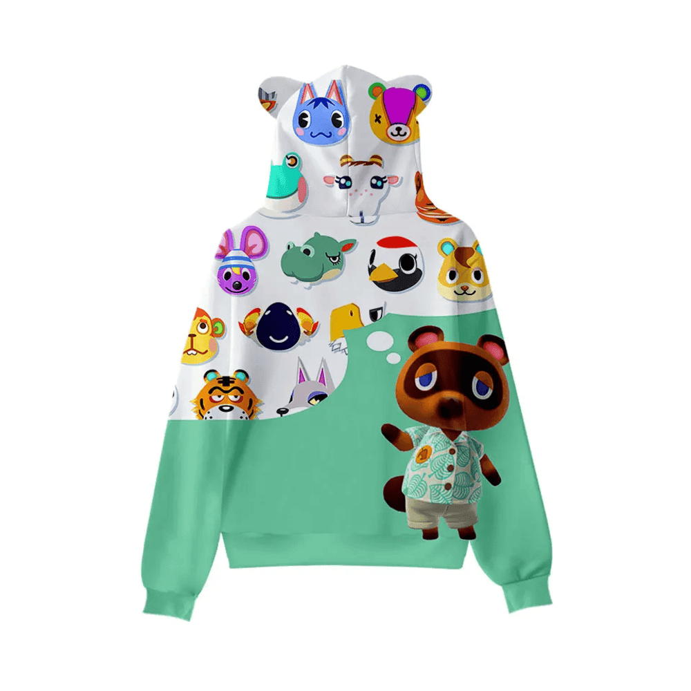 Animal Crossing Anime Characters 3D Printed Cat Ears Casual Hoodie — detail 1