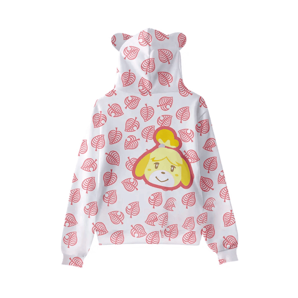 Anime Animal Crossing Isabelle Printed Cat Ears Casual Hoodie — detail 1