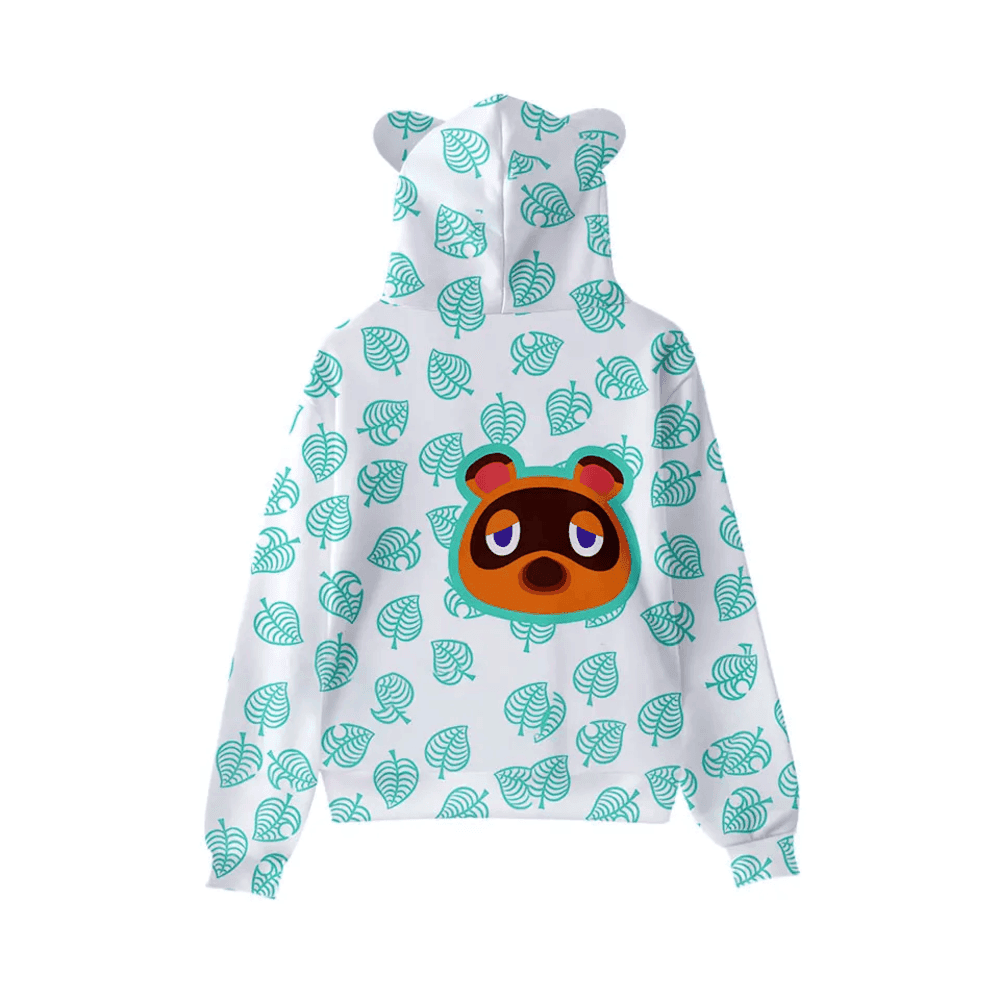 Anime Animal Crossing Tom Nook Printed Cat Ears Casual Hoodie — detail 1