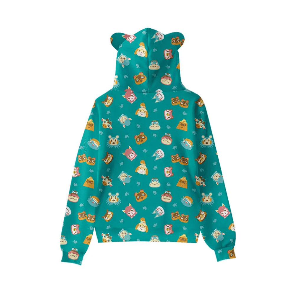 Crossing Anime Animal Characters 3D Printed Cat Ears Casual Hoodie — detail 1