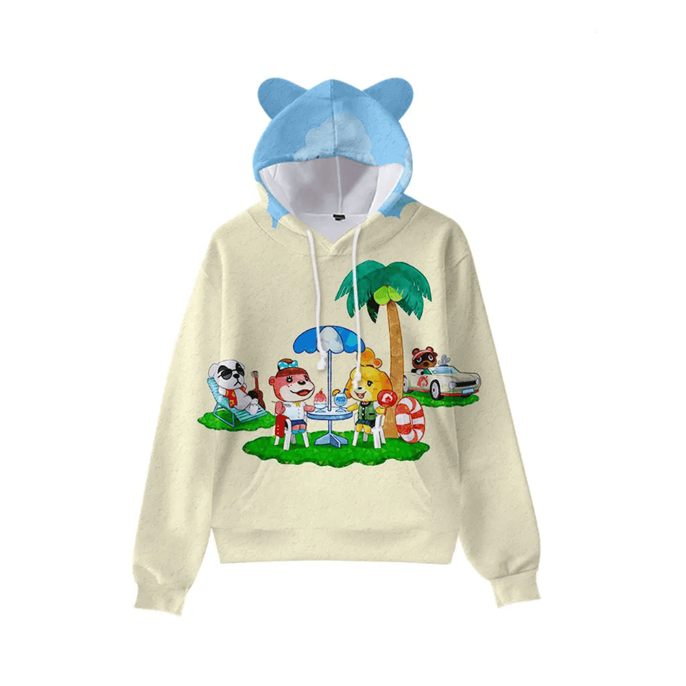 Crossing Anime Animal Characters Cat Ears Casual Hoodie
