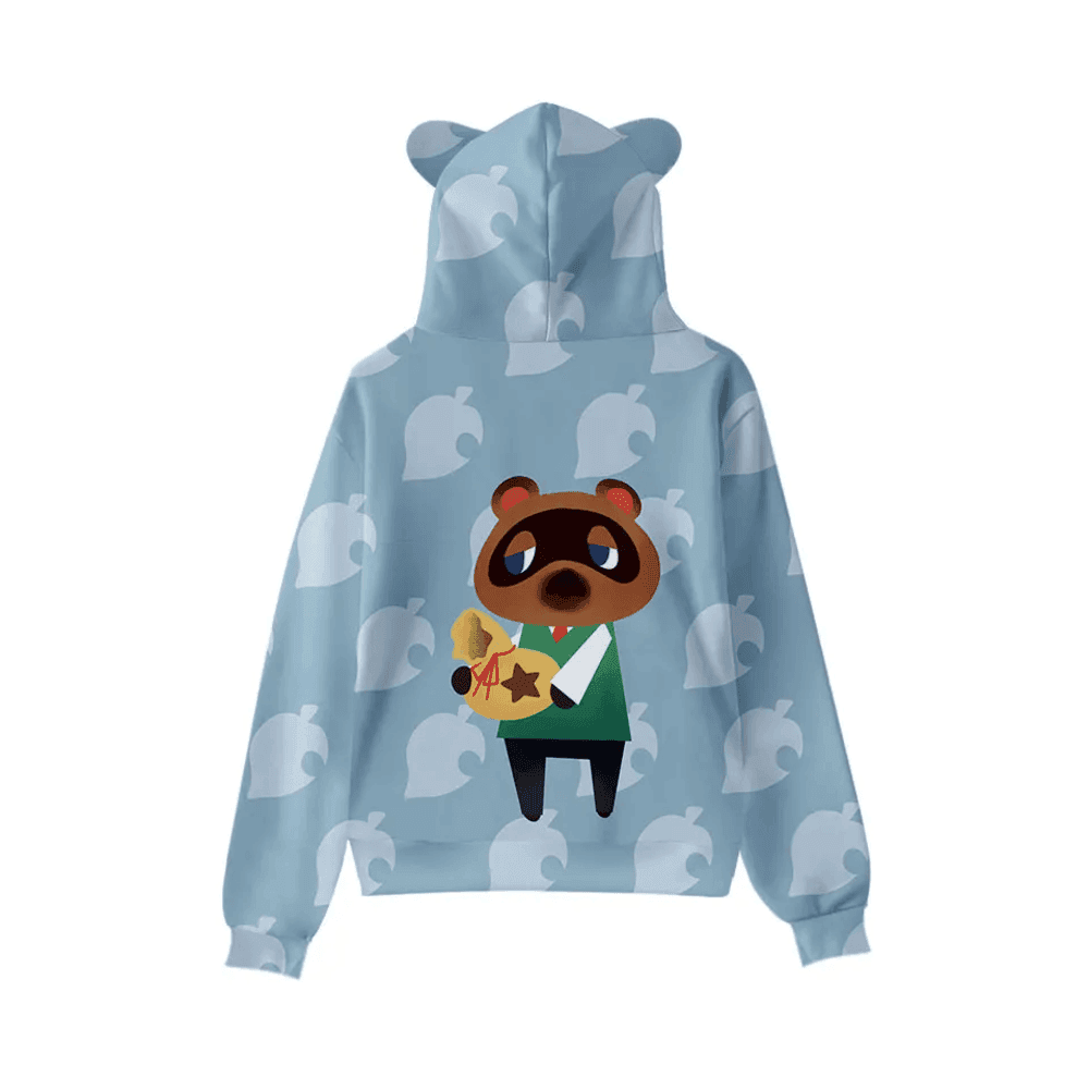 Animal Crossing Anime Tom Nook Printed Cat Ears Casual Hoodie — detail 1