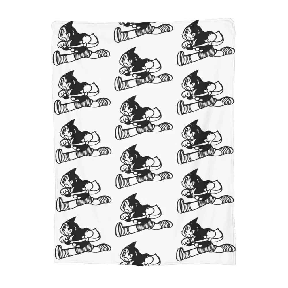 Anime Astro Boy Printed White Blanket