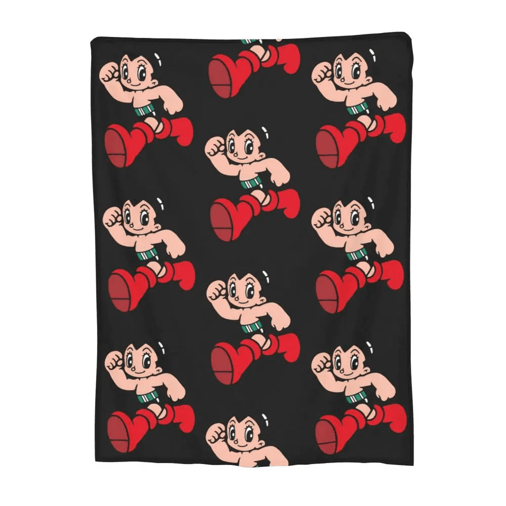 Anime Astro Boy Printed Black Blanket