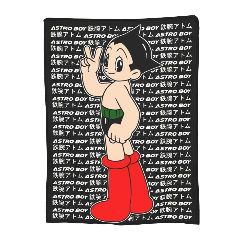 Astro Boy Anime Printed Black Blanket