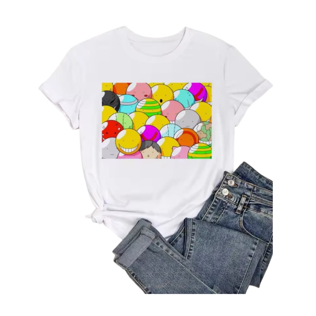 Anime Assassination Classroom Koro-Sensei Forms White T-Shirt For Girls