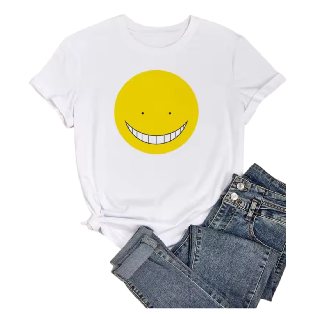Anime Assassination Classroom Koro-Sensei Smiley Face White T-Shirt