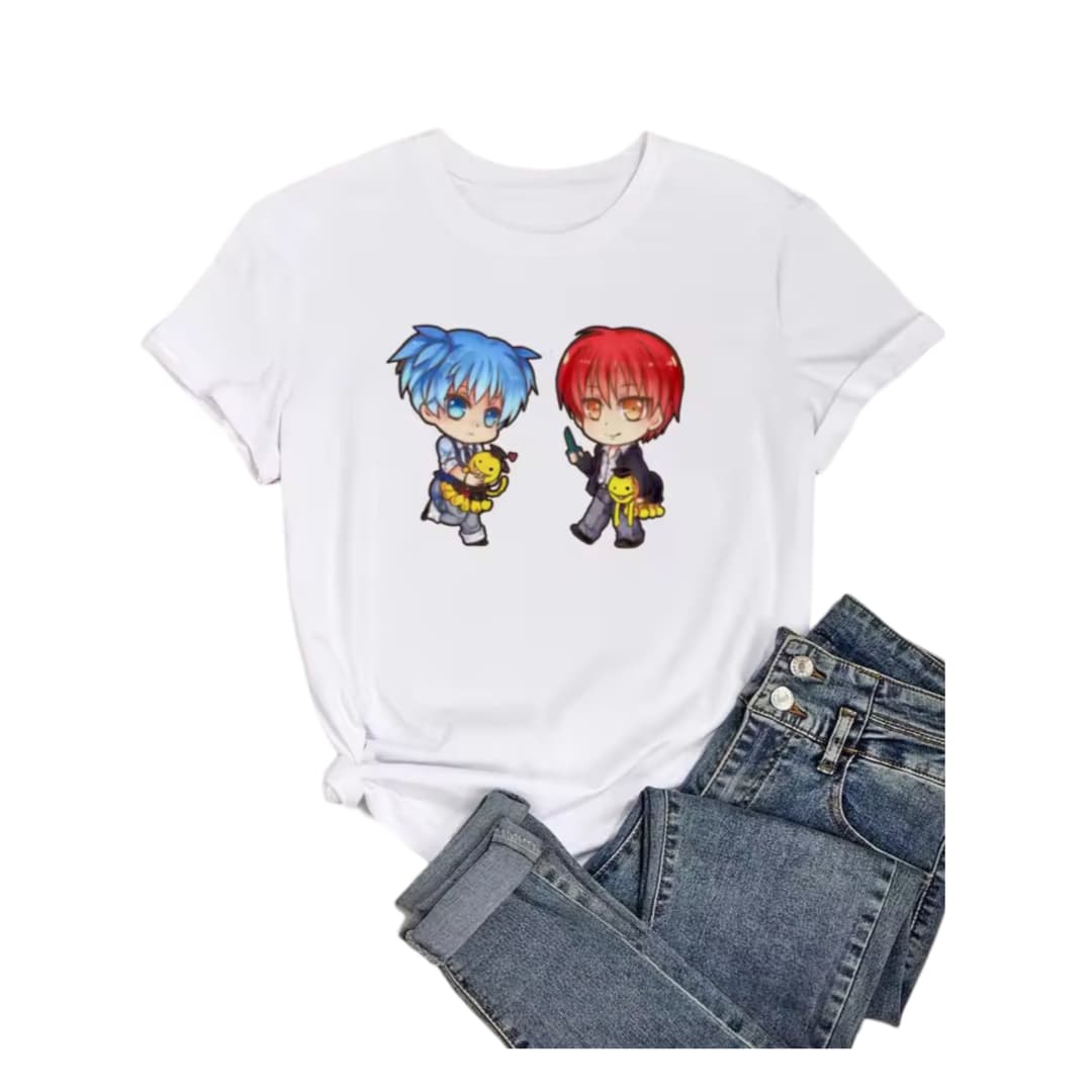 Anime Assassination Classroom Karma Akabane And Nagisa Shiota White T-Shirt