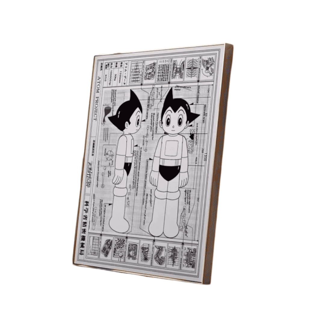 Anime Astro Boy Black And White Painting Wall Art