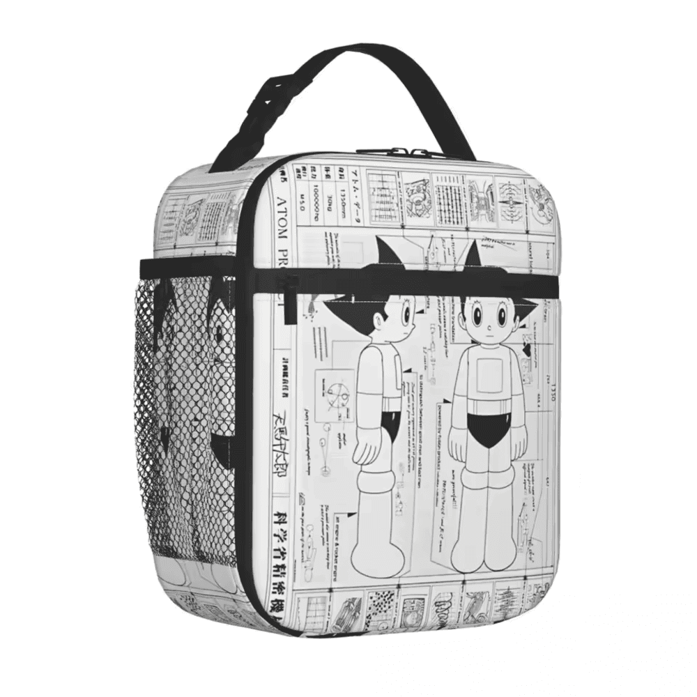 Anime Astro Boy Printed White Insulated Lunch Bag