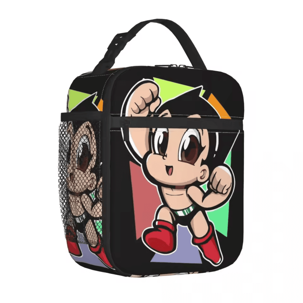 Anime Astro Boy Insulated Printed Black Lunch Bag