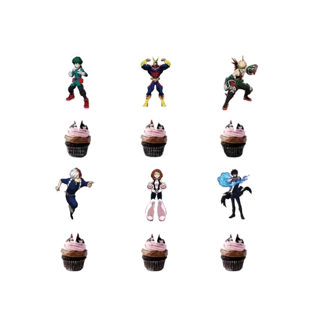 12Pcs Anime My Hero Academia Birthday Party Cake Decorations