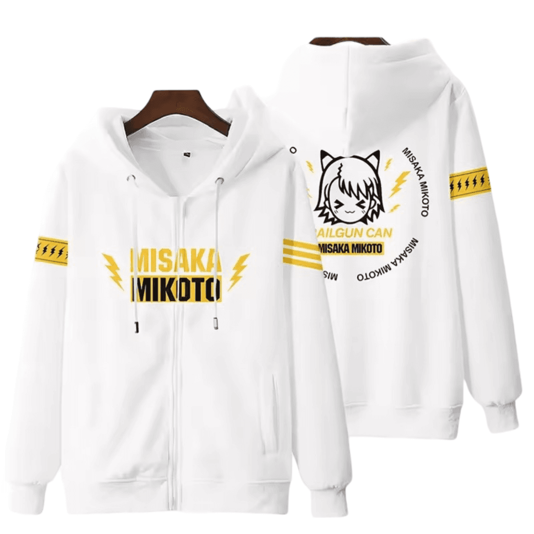 Anime A Certain Magical Index Misaka Mikoto White Zipper Hoodie