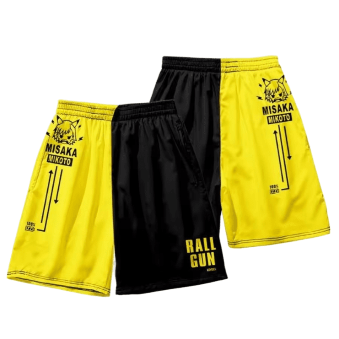 Anime A Certain Magical Index Mikoto Misaka Casual Yellow And Black Shocks