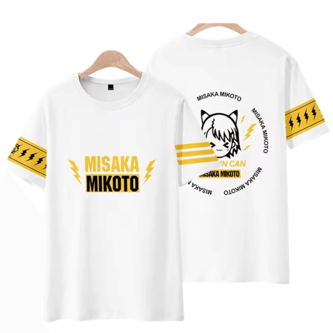 Anime A Certain Magical Index Misaka Mikoto Short Sleeve Casual White T-Shirt