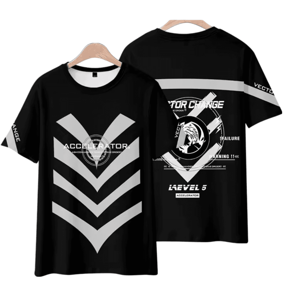Anime A Certain Magical Index Accelerator Short Sleeve Black T-Shirt