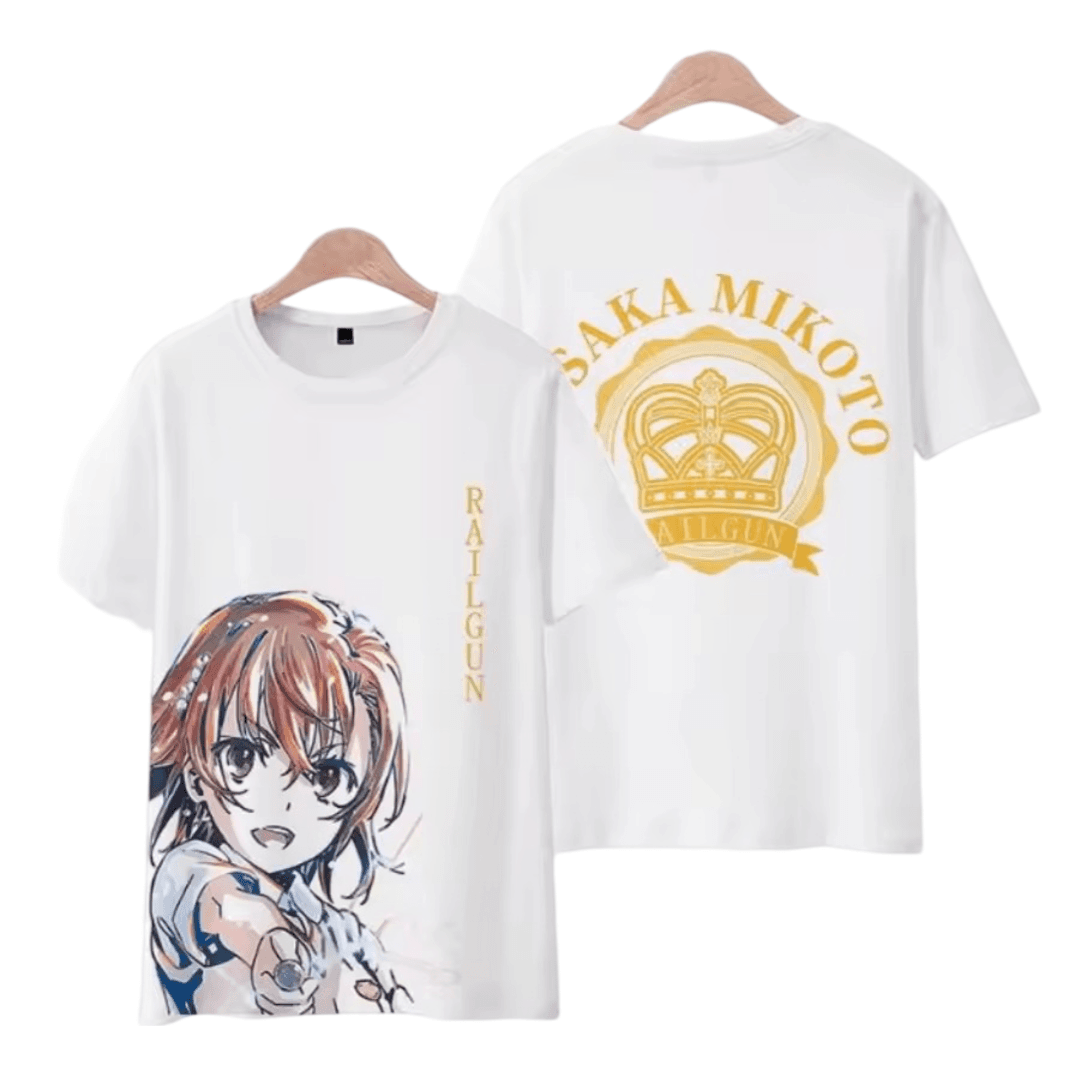 Anime A Certain Magical Index Mikoto Misaka Printed White T-Shirt