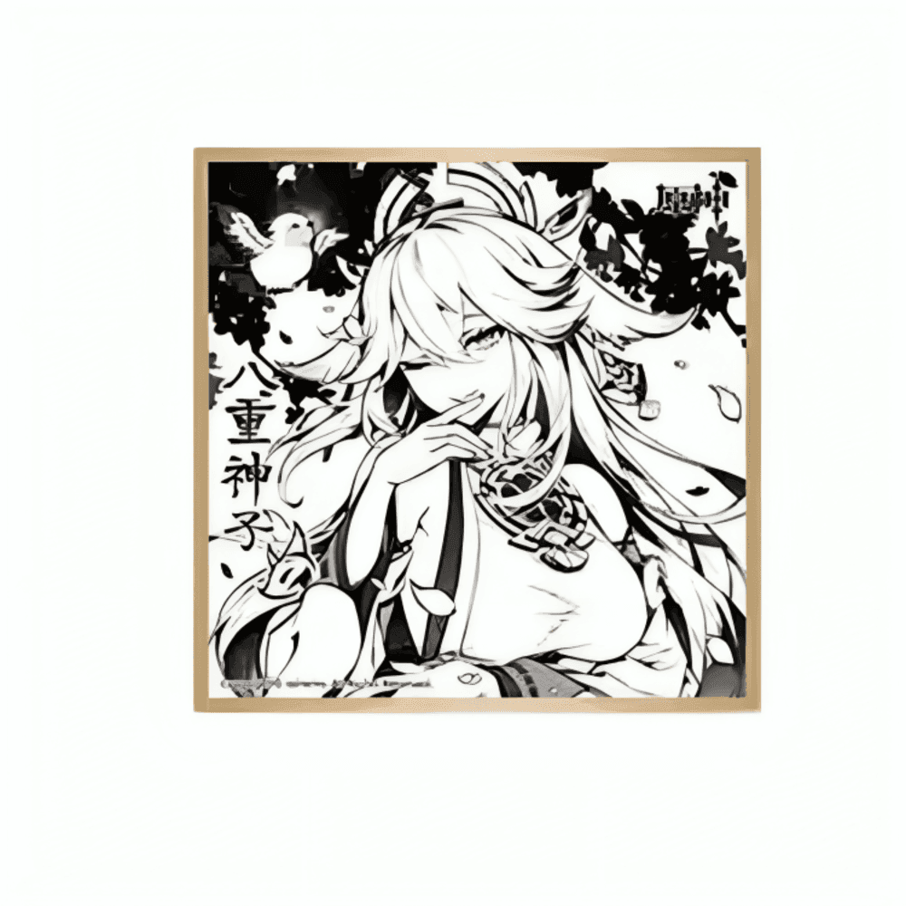 Anime Genshin Impact Raiden Shogun Black And White Shikishi Board