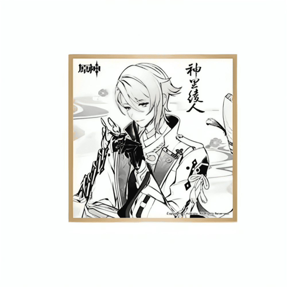 Anime Genshin Impact Ayato Kamisato Black And White Shikishi Board