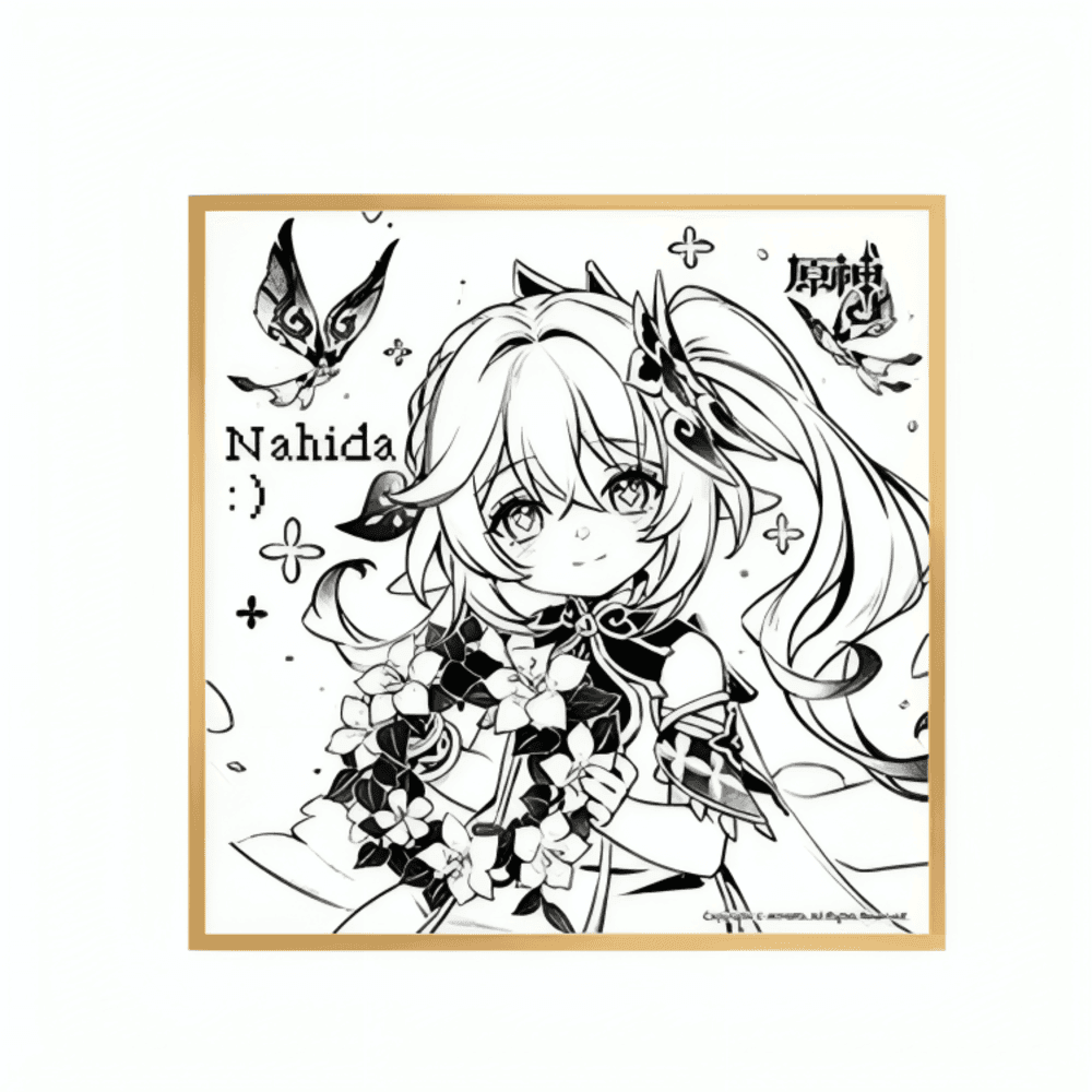 Anime Genshin Impact Nahida Black And White Shikishi Board