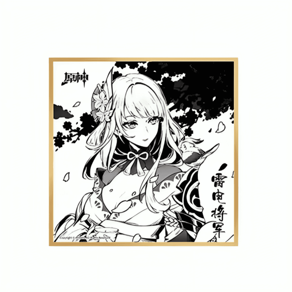 Genshin Impact Anime Raiden Shogun Black And White Shikishi Board