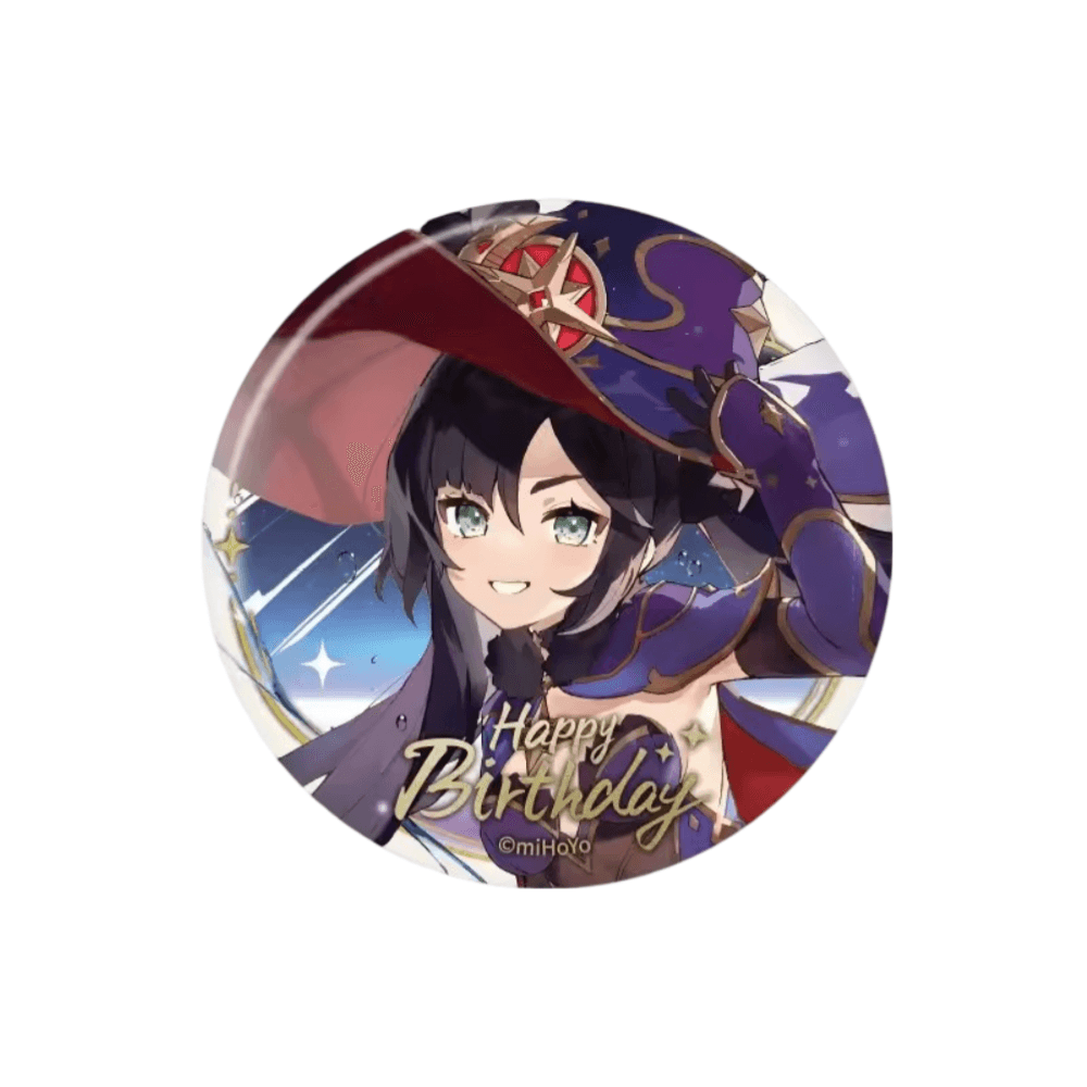 Genshin Impact Mona Anime Happy Birthday Print Badge
