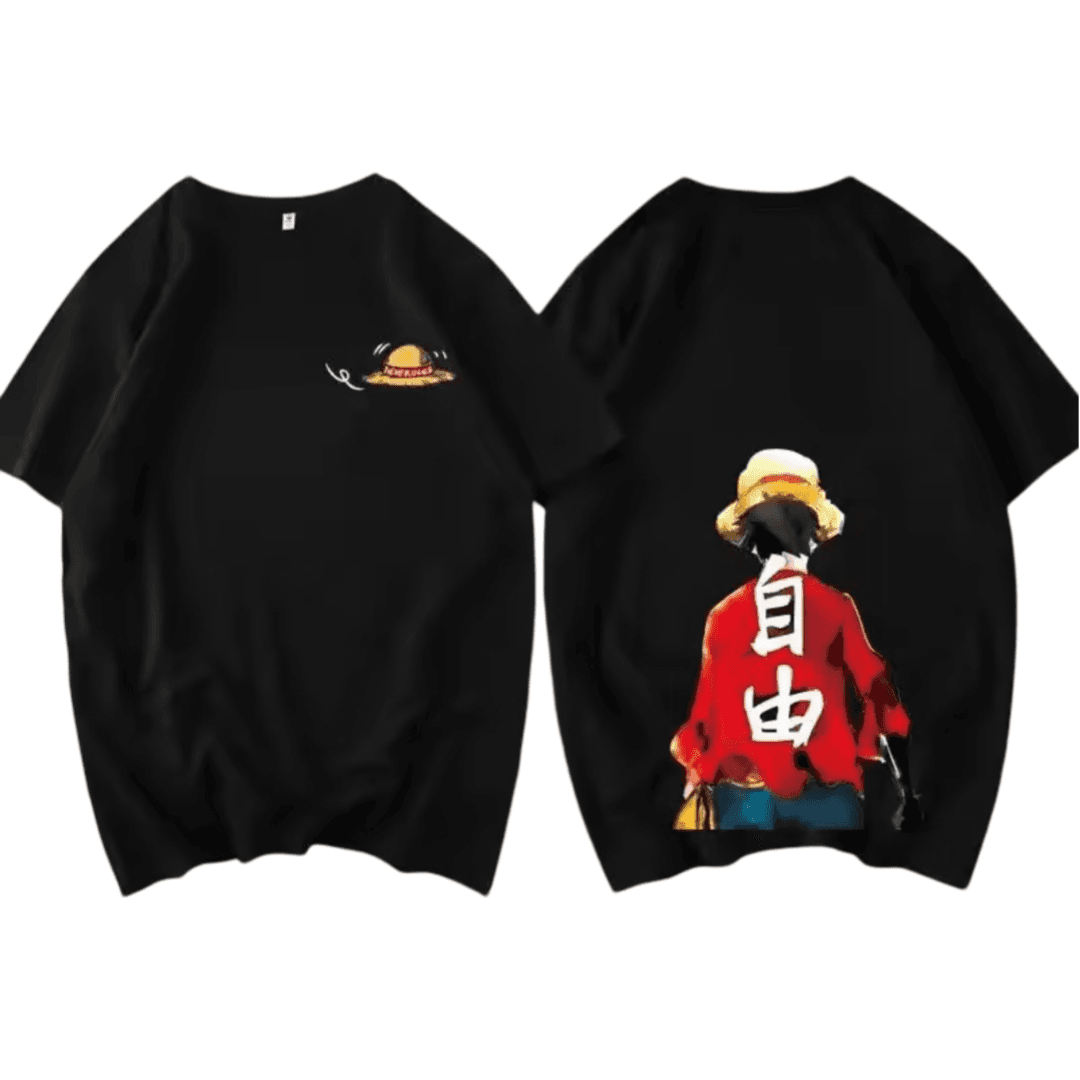 Anime One Piece Monkey D. Luffy Short Sleeve Black T-Shirt
