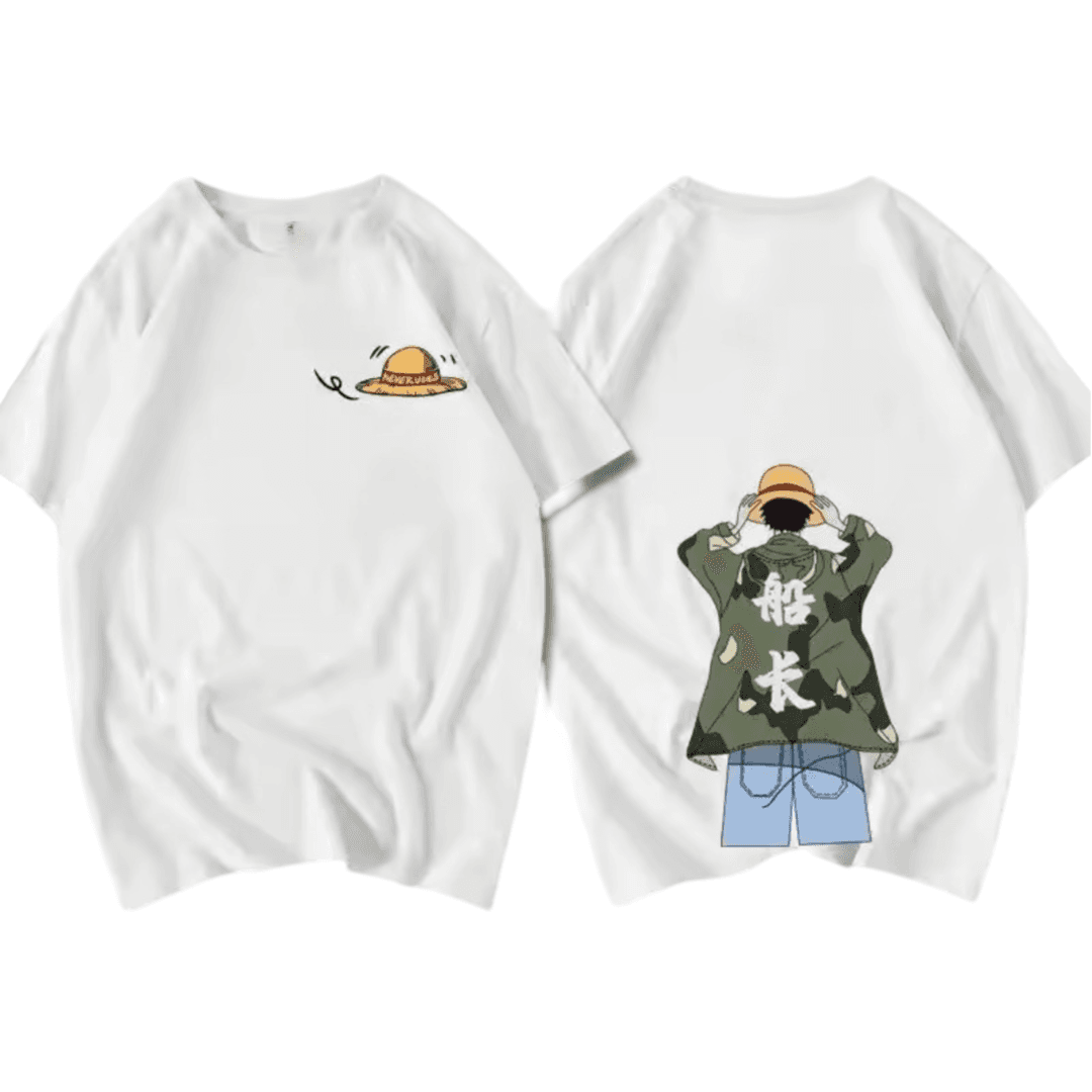 Anime One Piece Monkey D. Luffy Short Sleeve White T-Shirt