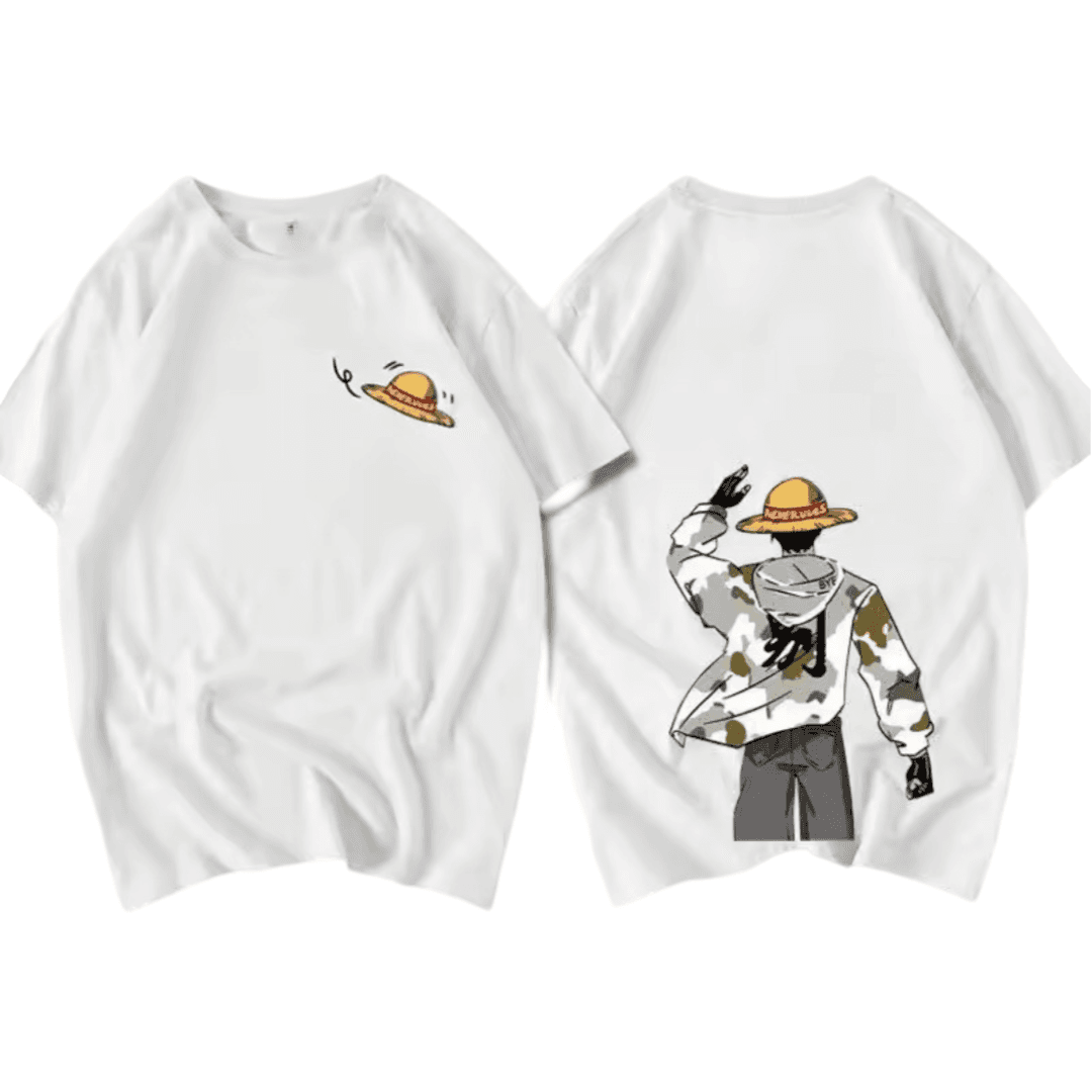 One Piece Anime Monkey D. Luffy Short Sleeve White T-Shirt