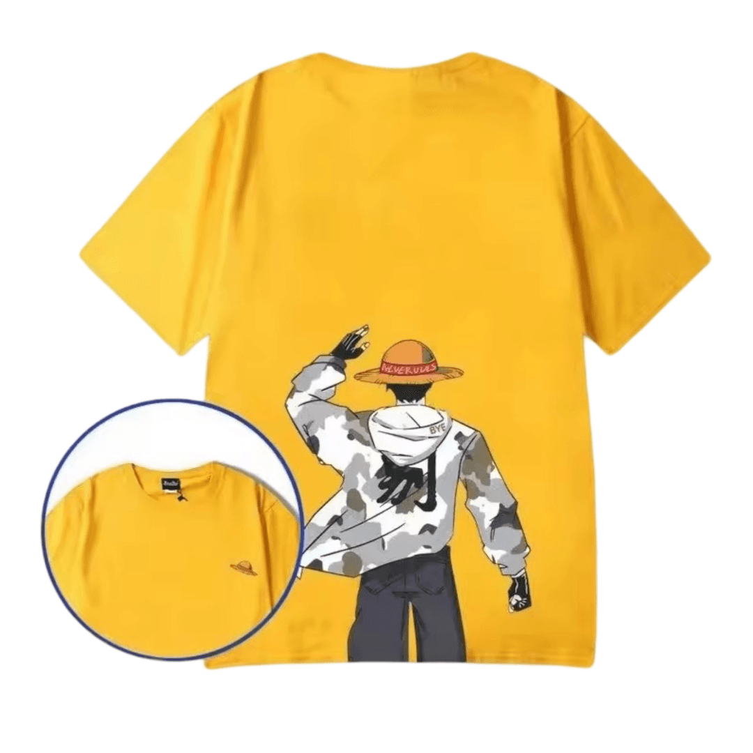 Anime One Piece Monkey D. Luffy Short Sleeve Yellow T-Shirt