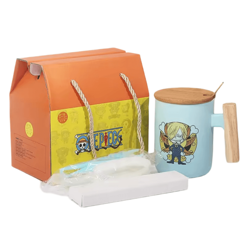 Anime One Piece Sanji Ceramic Mug With Lid Spoon