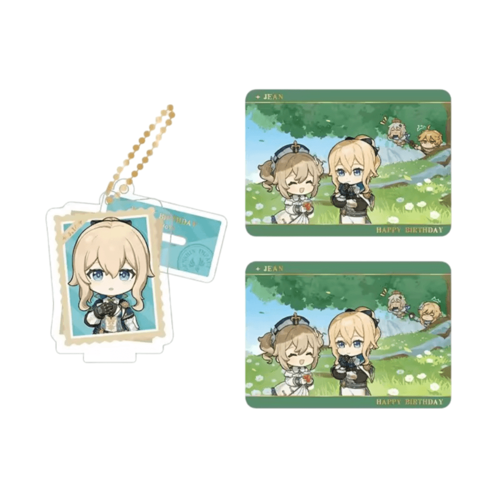 Anime Genshin Impact Jean Acrylic Stand And Collection Card Set