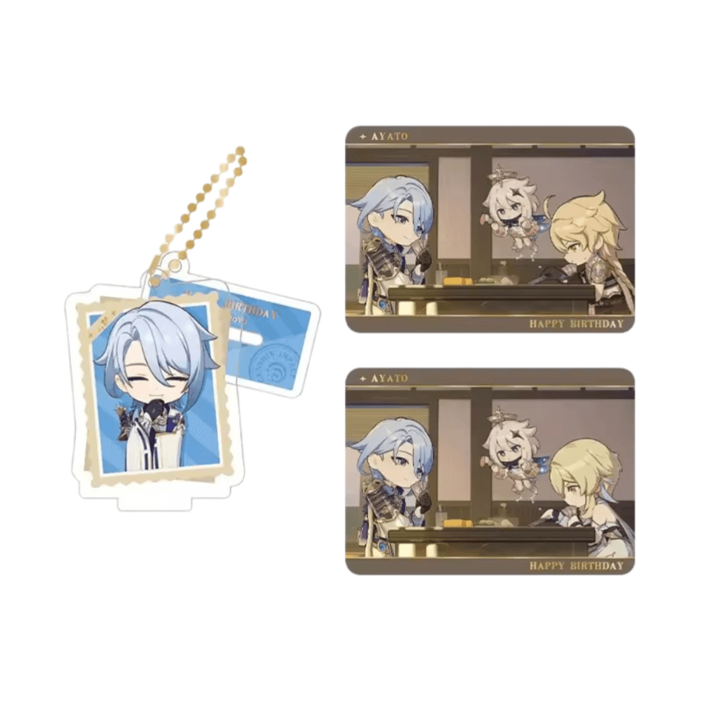 Anime Genshin Impact Ayato Acrylic Stand And Collection Card Set