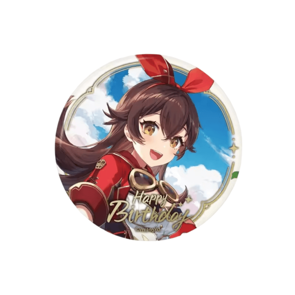 Anime Genshin Impact Amber Happy Birthday Print Badge